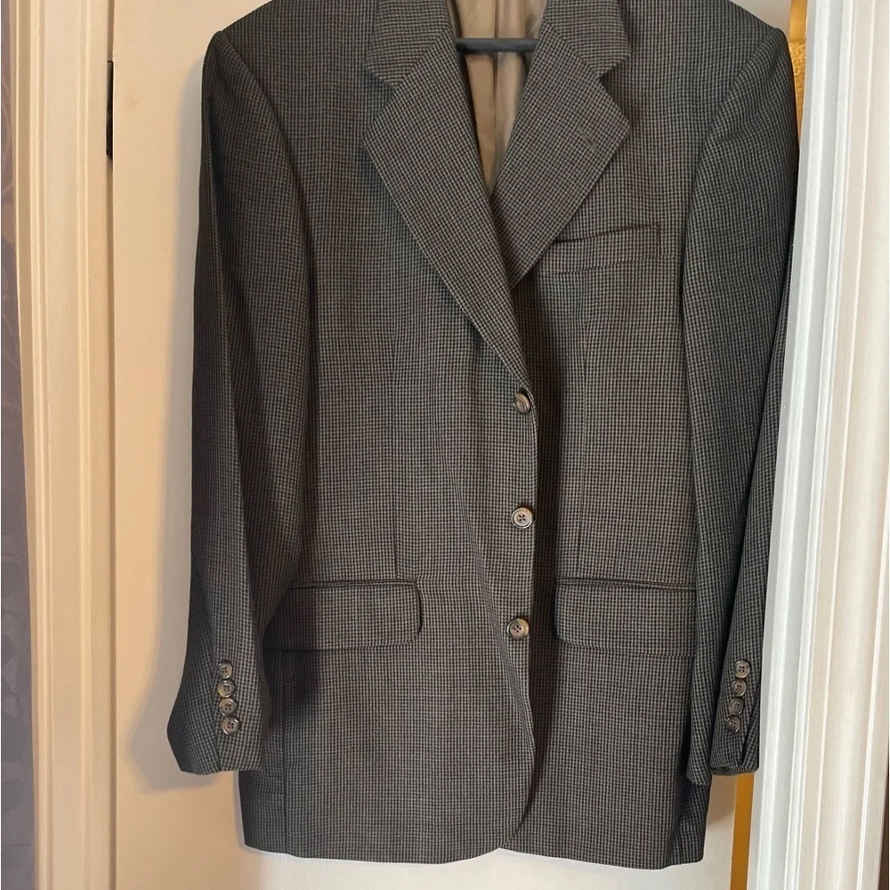 Oscar de la Renta Vintage 100% wool Black Houndstooth 40R Sport Jacket